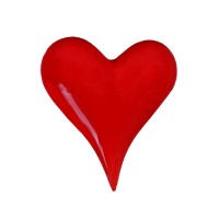Srdce keramické, lesklá červená barva. ALA1236 RED